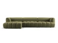 Obszerna nowoczesna sofa narożna Harry oliwkowa L/P velvet