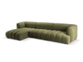 Obszerna nowoczesna sofa narożna Harry oliwkowa L/P velvet