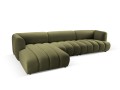 Obszerna nowoczesna sofa narożna Harry oliwkowa L/P velvet