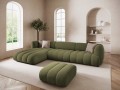 Obszerna nowoczesna sofa narożna Harry oliwkowa L/P velvet