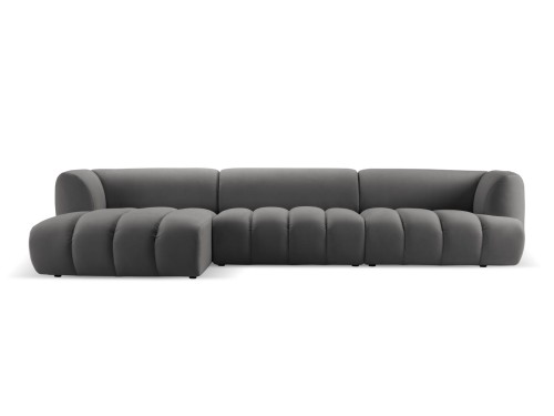 Obszerna nowoczesna sofa narożna Harry szara L/P velvet