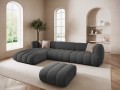 Obszerna nowoczesna sofa narożna Harry szara L/P velvet