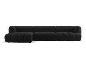Obszerna nowoczesna sofa narożna Harry czarna L/P velvet