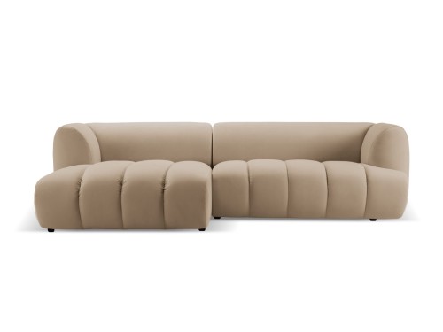 Nowoczesna sofa narożna 3-osobowa Harry piaskowa L/P velvet
