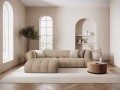Nowoczesna sofa narożna 3-osobowa Harry piaskowa L/P velvet