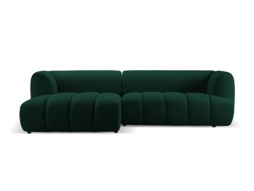 Nowoczesna sofa narożna 3-osobowa Harry butelkowa zieleń L/P velvet