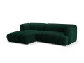 Nowoczesna sofa narożna 3-osobowa Harry butelkowa zieleń L/P velvet