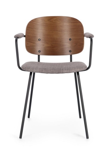 Krzesło jadalniane z podłokietnikami Sienna szare siedzisko