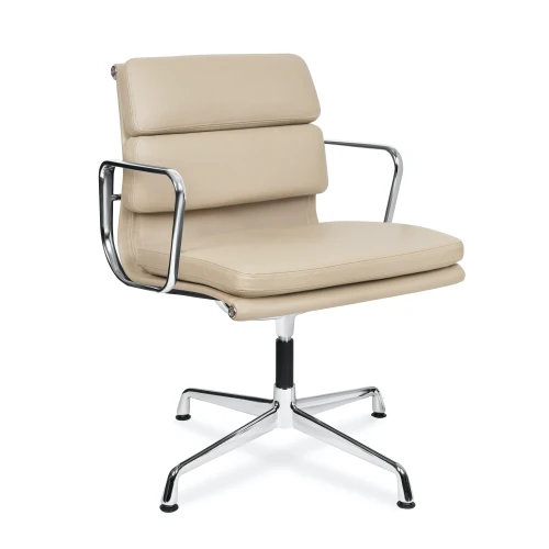 Beżowy fotel biurowy konferencyjny skóra naturalna Taupe 708