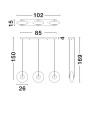 Lampa wisząca HUACARAJE Line-3 dymione szkło