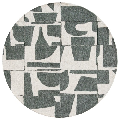 Okrągły Geometryczny Beżowo Zielony Dywan - PAPERCUT SEA SPRAY ROUND 