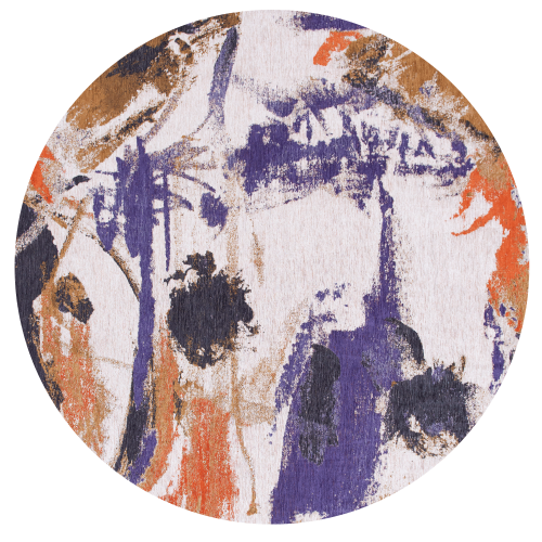 Okrągły Abstrakcyjny Beżowo Fioletowy Dywan - FRESQUE PURPLE GAME ROUND