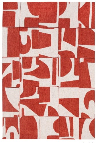 Geometryczny Beżowo Czerwony Dywan - PAPERCUT RUST