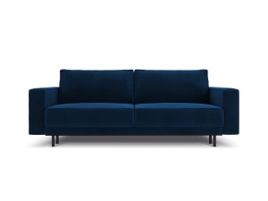 Sofa 3-osobowa Caro z funkcją spania velvet ciemnoniebieska