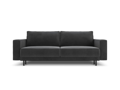 Sofa 3-osobowa Caro z funkcją spania velvet ciemnoszara