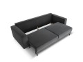 Sofa 3-osobowa Caro z funkcją spania velvet ciemnoszara