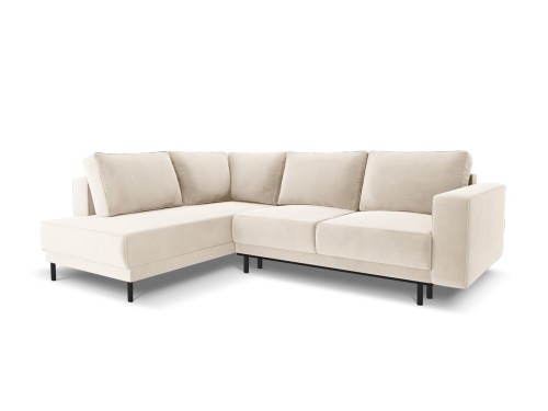 Sofa narożna Caro z funkcją spania velvet beżowa P/L