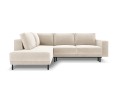 Sofa narożna Caro z funkcją spania velvet beżowa P/L