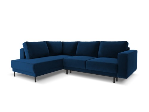 Sofa narożna Caro z funkcją spania velvet ciemnoniebieska  P/L