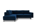 Sofa narożna Caro z funkcją spania velvet ciemnoniebieska  P/L