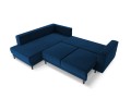 Sofa narożna Caro z funkcją spania velvet ciemnoniebieska  P/L