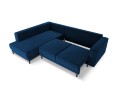 Sofa narożna Caro z funkcją spania velvet ciemnoniebieska  P/L