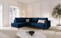 Sofa narożna Caro z funkcją spania velvet ciemnoniebieska  P/L