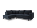 Sofa narożna Caro z funkcją spania velvet granatowa P/L