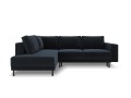 Sofa narożna Caro z funkcją spania velvet granatowa P/L