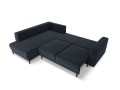Sofa narożna Caro z funkcją spania velvet granatowa P/L