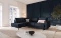 Sofa narożna Caro z funkcją spania velvet granatowa P/L