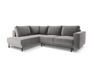 Sofa narożna Caro z funkcją spania velvet szara P/L
