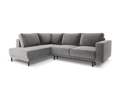 Sofa narożna Caro z funkcją spania velvet szara P/L