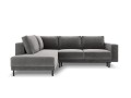 Sofa narożna Caro z funkcją spania velvet szara P/L
