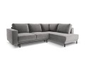 Sofa narożna Caro z funkcją spania velvet szara P/L