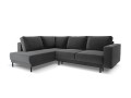Sofa narożna Caro z funkcją spania velvet ciemnoszara P/L