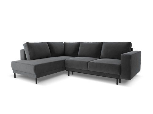 Sofa narożna Caro z funkcją spania velvet ciemnoszara P/L
