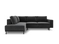 Sofa narożna Caro z funkcją spania velvet ciemnoszara P/L