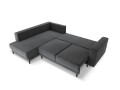 Sofa narożna Caro z funkcją spania velvet ciemnoszara P/L