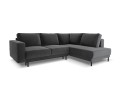 Sofa narożna Caro z funkcją spania velvet ciemnoszara P/L