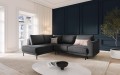 Sofa narożna Caro z funkcją spania velvet ciemnoszara P/L