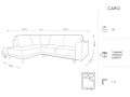 Sofa narożna Caro z funkcją spania velvet ciemnoszara P/L