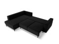 Sofa narożna Caro z funkcją spania velvet czarna P/L