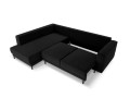 Sofa narożna Caro z funkcją spania velvet czarna P/L