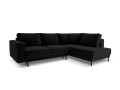 Sofa narożna Caro z funkcją spania velvet czarna P/L