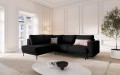 Sofa narożna Caro z funkcją spania velvet czarna P/L