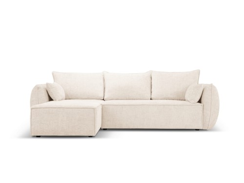 Sofa narożna 4-osobowa Kaelle z funkcją spania P/L szenil beżowa