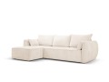 Sofa narożna 4-osobowa Kaelle z funkcją spania P/L szenil beżowa