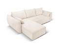 Sofa narożna 4-osobowa Kaelle z funkcją spania P/L szenil beżowa