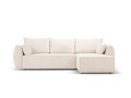 Sofa narożna 4-osobowa Kaelle z funkcją spania P/L szenil beżowa